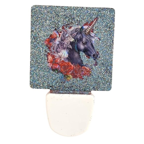 Unicorn-Themed Glitter Night Light With Red Roses & Sparkle Accents - Picture 1 of 10